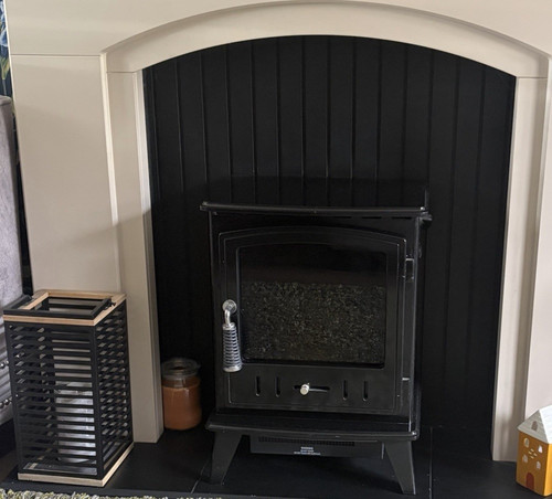Modern white wooden fireplace - white,