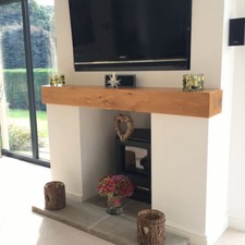 Oak Mantle Beam Fireplace -