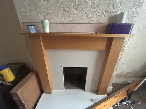 Wooden fireplace surround with - wooden,