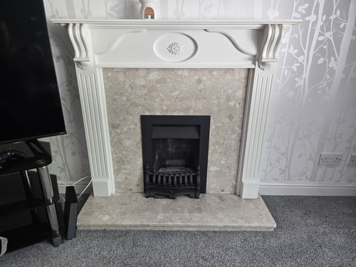 Gas fire marble hearth - gas,