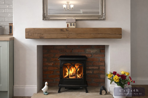 Oak mantle beam fireplace - oak,