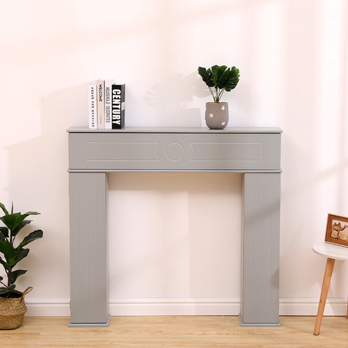 Wooden fireplace console - wooden, grey